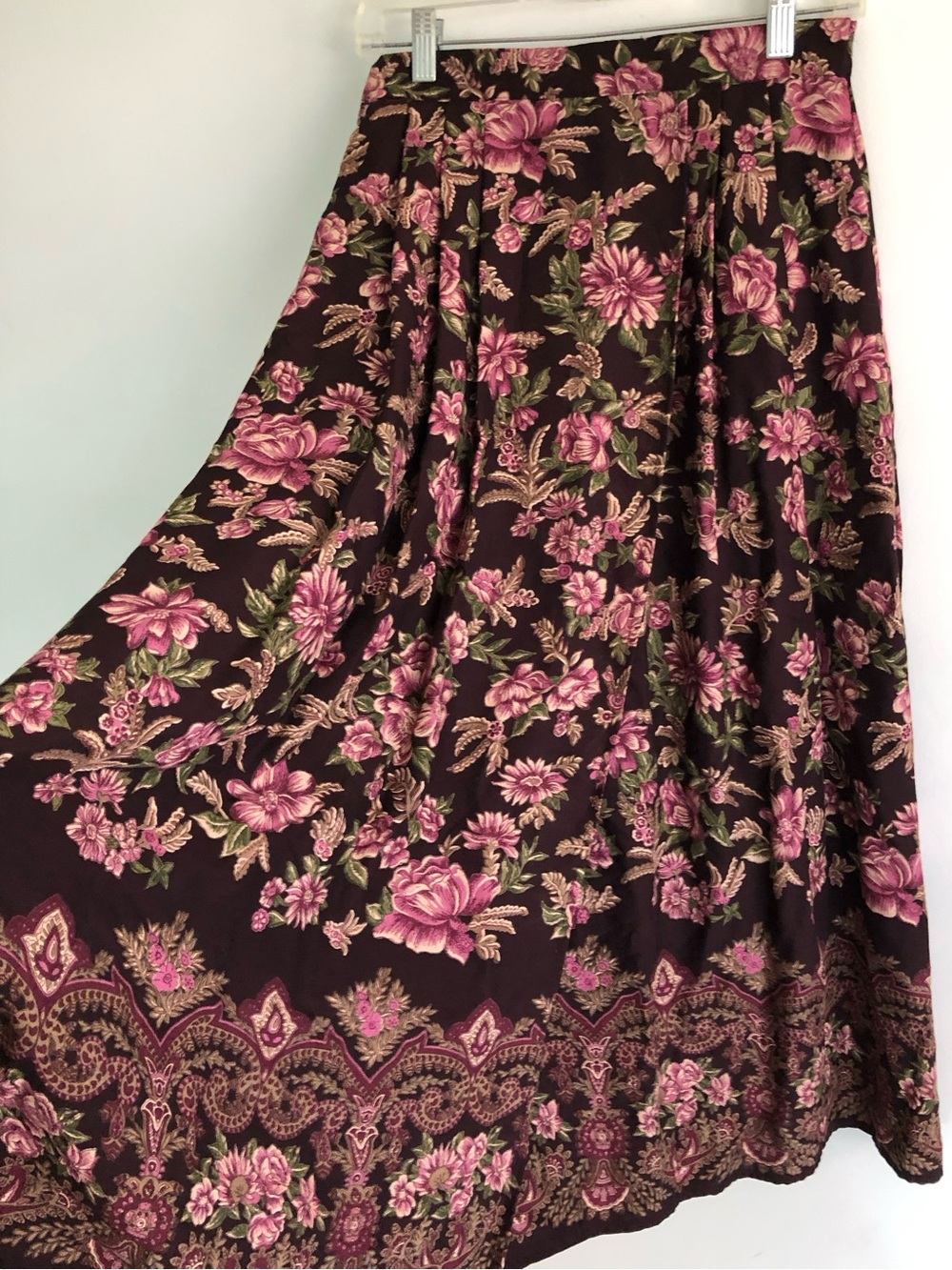 80s Cottagecore Vintage Eaton Petites Floral Flowy Maxi Wrap Skirt Prairie - Picture 15 of 15